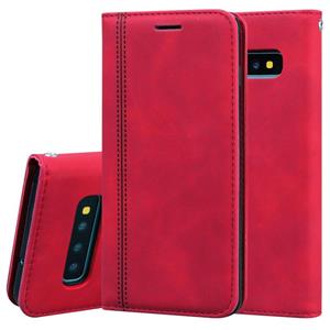 huismerk Voor Samsung Galaxy S10 Frosted Business Magnetic Horizontal Flip PU Leather Case met Holder & Card Slot & Lanyard(Red)