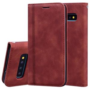 huismerk Voor Samsung Galaxy S10 Frosted Business Magnetic Horizontal Flip PU Leather Case met Holder & Card Slot & Lanyard(Brown)