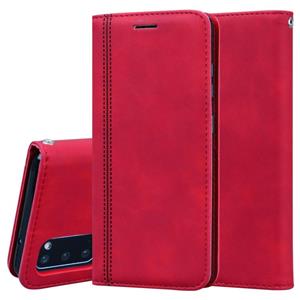 huismerk Voor Samsung Galaxy S20 Frosted Business Magnetic Horizontal Flip PU Leather Case met Holder & Card Slot & Lanyard(Red)