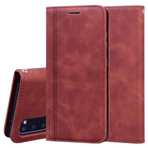 huismerk Voor Samsung Galaxy S20 Frosted Business Magnetic Horizontal Flip PU Leather Case met Holder & Card Slot & Lanyard(Brown)