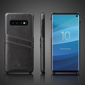 huismerk Fierre Shann Retro olie Wax textuur PU lederen Case voor Galaxy S10 E met Card Slots (zwart)