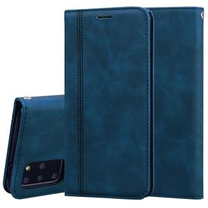 huismerk Voor Samsung Galaxy S20 Plus Frosted Business Magnetic Horizontal Flip PU Leather Case met Holder & Card Slot & Lanyard(Blauw)