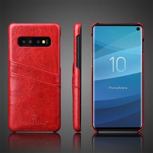 huismerk Fierre Shann retro olie Wax textuur PU lederen draagtas voor Galaxy S10 E met kaartsleuven (rood)