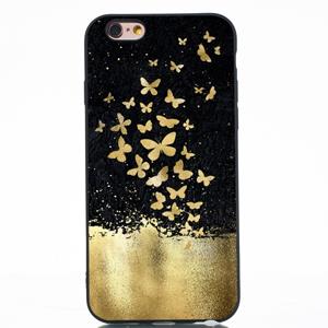 Huismerk Gouden vlinder geschilderd patroon zachte TPU Case voor iPhone 6 plus & 6s plus