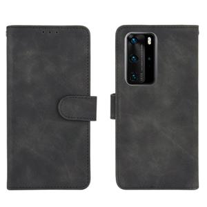 Huismerk Voor Huawei P40 Pro Solid Color Skin Feel Magnetic Buckle Horizontal Flip Calf Texture PU Leather Case met Holder & Card Slots & Wallet(Black)