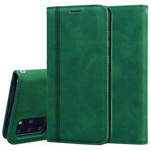 huismerk Voor Samsung Galaxy S20 Plus Frosted Business Magnetische Horizontale Flip PU Lederen Case met Holder & Card Slot & Lanyard(Groen)