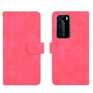 Huismerk Voor Huawei P40 Pro Solid Color Skin Feel Magnetic Buckle Horizontal Flip Calf Texture PU Leather Case met Holder & Card Slots & Wallet(Rose Red)