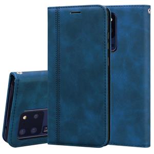 huismerk Voor Samsung Galaxy S20 Ultra Frosted Business Magnetic Horizontal Flip PU Leather Case met Holder & Card Slot & Lanyard(Blauw)