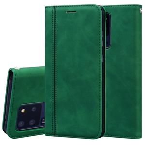 huismerk Voor Samsung Galaxy S20 Ultra Frosted Business Magnetic Horizontal Flip PU Leather Case met Holder & Card Slot & Lanyard(Groen)