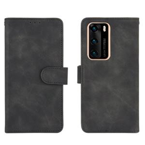 Huismerk Voor Huawei P40 Solid Color Skin Feel Magnetic Buckle Horizontal Flip Calf Texture PU Leather Case met Holder & Card Slots & Wallet(Black)