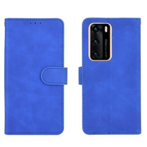 Huismerk Voor Huawei P40 Solid Color Skin Feel Magnetic Buckle Horizontale Flip Kalf Texture PU Lederen case met Holder & Card Slots & Wallet(Blauw)