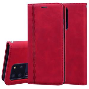 huismerk Voor Samsung Galaxy S20 Ultra Frosted Business Magnetic Horizontal Flip PU Leather Case met Holder & Card Slot & Lanyard(Red)