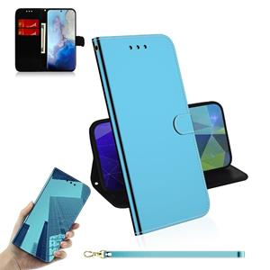 huismerk Voor Galaxy S20 Mirror-achtige Magnetic Attraction Horizontal Flip Leather Case met Lanyard Support Holder & Card Slot & Wallet(Blue)