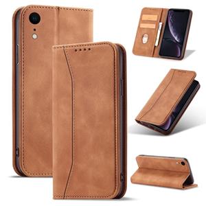 huismerk Magnetische Dual-Fold Lederen Case voor iPhone XR (Brown)