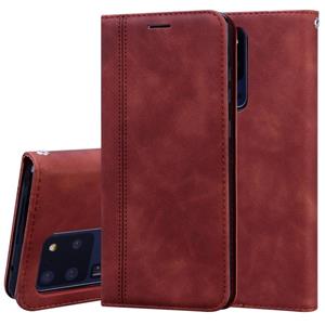 huismerk Voor Samsung Galaxy S20 Ultra Frosted Business Magnetic Horizontal Flip PU Leather Case met Holder & Card Slot & Lanyard(Brown)