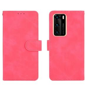 Huismerk Voor Huawei P40 Solid Color Skin Feel Magnetic Buckle Horizontale Flip Kalf Texture PU Lederen case met Holder & Card Slots & Wallet(Rose Red)