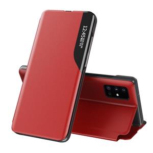 huismerk Voor Galaxy S20 Ultra Side Display Magnetic Shockproof Horizontale Flip Lederen behuizing met houder(Rood)