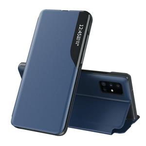 huismerk Voor Galaxy S20 Ultra Side Display Magnetic Shockproof Horizontale Flip Lederen behuizing met houder(blauw)