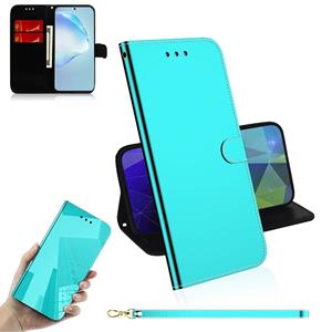 huismerk Voor Galaxy S20+ Mirror-like Magnetic Attraction Horizontal Flip Leather Case met Lanyard Support Holder & Card Slot & Wallet(Mint Green)