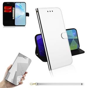 huismerk Voor Galaxy S20 Ultra Mirror-achtige Magnetic Attraction Horizontal Flip Leather Case met Lanyard Support Holder & Card Slot & Wallet(Silver)