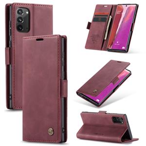 Voor Samsung Galaxy Note20 CaseMe Multifunctionele Horizontale Flip Lederen Case met kaartslot & portemonnee(Wijn rood)