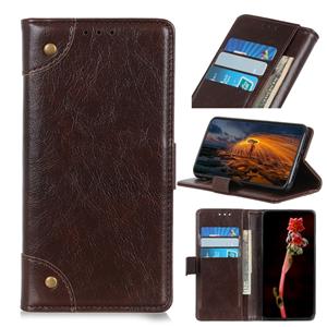 huismerk For iPhone SE 2020 Copper Buckle Nappa Texture Horizontal Flip Leather Case with Holder & Card Slots & Wallet(Coffee)