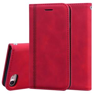 huismerk Voor iPhone SE 2020 & 8 & 7 Frosted Business Magnetic Horizontal Flip PU Leather Case met Holder & Card Slot & Lanyard(Red)