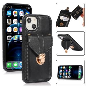 huismerk Mode Gesp Beschermende Case met Houder & Card Slot & Wallet & Lanyard voor iPhone 13 Pro Max