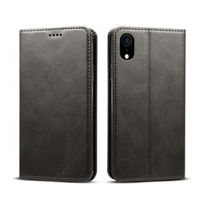 huismerk Suteni kalf textuur horizontale Flip lederen case voor de iPhone XR met houder & card slots & portemonnee (zwart)