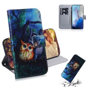 huismerk Voor Galaxy S20 Gecombineerd Patroon Magnetic Attraction Horizontale Flip Lederen kast Support Holder & Card Slot & Wallet(Oil Painting Owl)