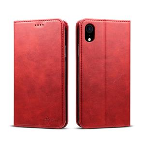 huismerk Suteni kalf textuur horizontale Flip lederen case voor iPhone XR met houder & kaartsleuven & portemonnee (rood)