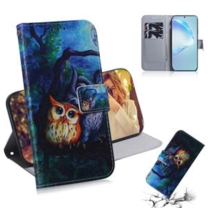 huismerk Voor Galaxy S20+ Gecombineerd Patroon Magnetic Attraction Horizontale Flip Lederen case Support Holder & Card Slot & Wallet(Oil Painting Owl)