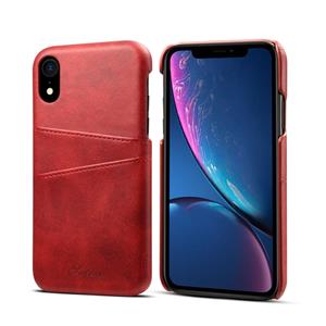 huismerk Suteni Calf Texture Protective Case for iPhone XR with Card Slots (Red)