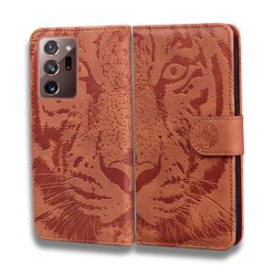 huismerk Voor Samsung Galaxy Note 20 Ultra Tiger Embossing Pattern Horizontale Flip Lederen Case met Holder & Card Slots & Wallet(Brown)