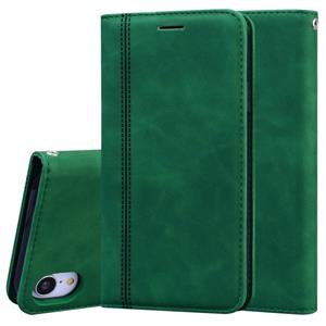 huismerk Voor iPhone XR Frosted Business Magnetic Horizontal Flip PU Leather Case met Holder & Card Slot & Lanyard(Groen)