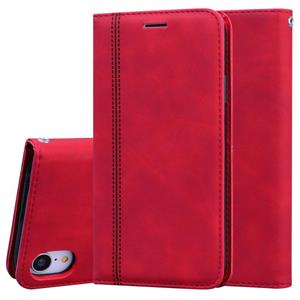 huismerk Voor iPhone XR Frosted Business Magnetic Horizontal Flip PU Leather Case met Holder & Card Slot & Lanyard(Red)