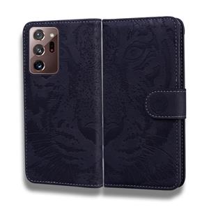 huismerk Voor Samsung Galaxy Note 20 Ultra Tiger Embossing Pattern Horizontale Flip Lederen Case met Holder & Card Slots & Wallet(Zwart)