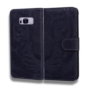 huismerk Voor Samsung Galaxy S8 Tiger Embossing Pattern Horizontale Flip Lederen Case met Holder & Card Slots & Wallet(Zwart)