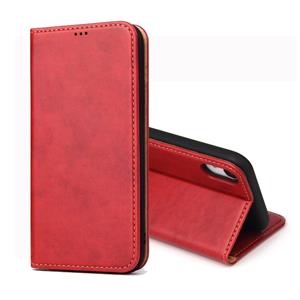 huismerk Dermis textuur PU horizontale Flip lederen case voor iPhone XR met houder & kaartsleuven & portemonnee (rood)