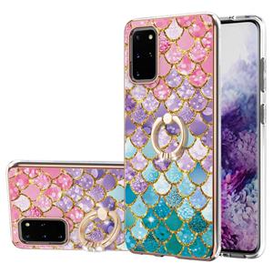 huismerk Voor Samsung Galaxy S20 + Electroplating Pattern IMD TPU Shockproof Case met Rhinestone Ring Holder (kleurrijke schalen)