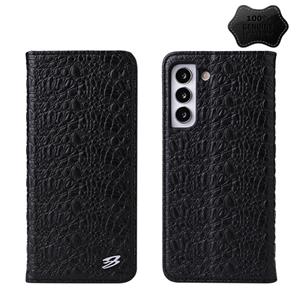 fierreshann Voor Samsung Galaxy S22 5G Fierre Shann Crocodile Texture Magnetic Echt lederen telefoonhoesje