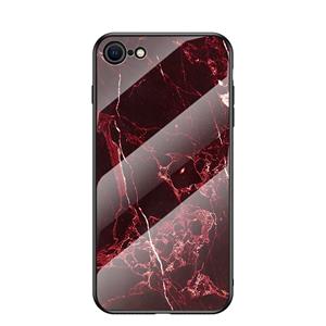 Huismerk Voor iPhone SE 2020 Marmeren Patroon Glas + TPU beschermhoes (Bloedrood)