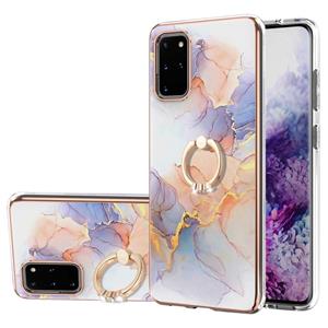 huismerk Voor Samsung Galaxy S20 + Electroplating Pattern IMD TPU Shockproof Case met Rhinestone Ring Holder (Milky Way White Marble)