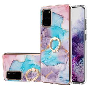 huismerk Voor Samsung Galaxy S20 + Electroplating Pattern IMD TPU Shockproof Case met Rhinestone Ring Holder (Milky Way Blue Marble)