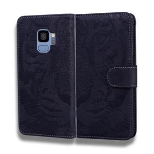 huismerk Voor Samsung Galaxy S9 Tiger Embossing Pattern Horizontale Flip Lederen Case met Holder & Card Slots & Wallet(Zwart)