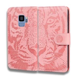 huismerk Voor Samsung Galaxy S9 Tiger Embossing Pattern Horizontale Flip Lederen Case met Holder & Card Slots & Wallet(Pink)