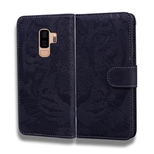 huismerk Voor Samsung Galaxy S9 Plus Tiger Embossing Pattern Horizontale Flip Lederen Case met Holder & Card Slots & Wallet(Zwart)