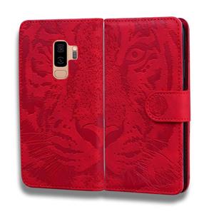 huismerk Voor Samsung Galaxy S9 Plus Tiger Embossing Pattern Horizontale Flip Lederen Case met Holder & Card Slots & Wallet(Red)