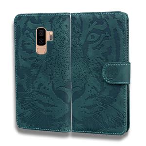 huismerk Voor Samsung Galaxy S9 Plus Tiger Embossing Pattern Horizontale Flip Lederen Case met Holder & Card Slots & Wallet(Groen)