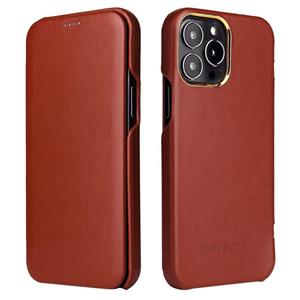 fierreshann Fierre Shann Magnetic echt lederen telefoonhoesje voor iPhone 13 Pro (Brown)